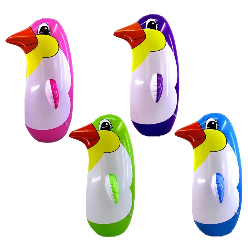 

6Pcs Inflatable Punching Penguin Set 22Cm Random Color Lightweight Safe Gift for Kids Emotional Auditory Ability Development
