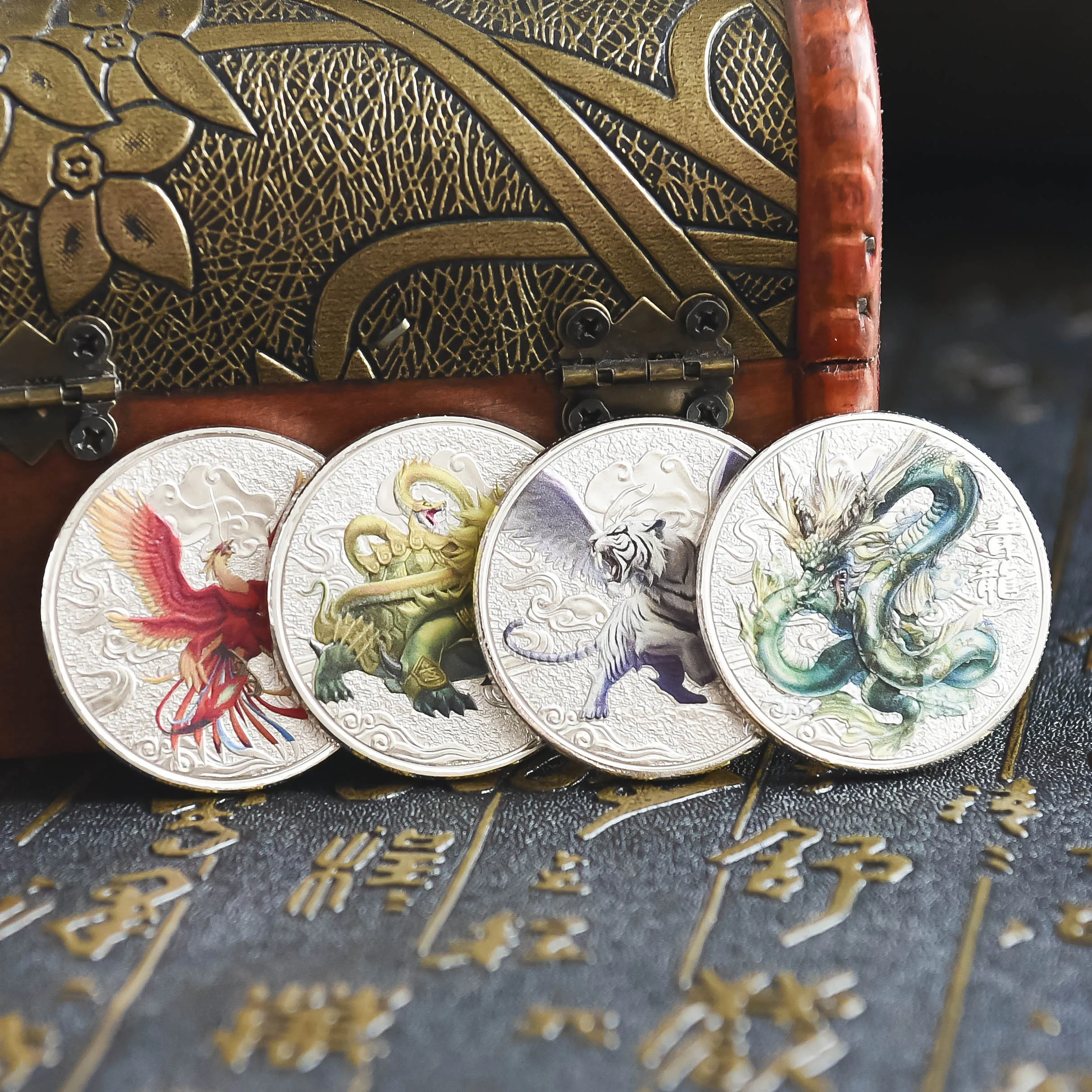 Reative Decoration Coins Commemorative Coins of The Four Divine Beasts Lucky Guardian Divine Beast Non-currency Coins