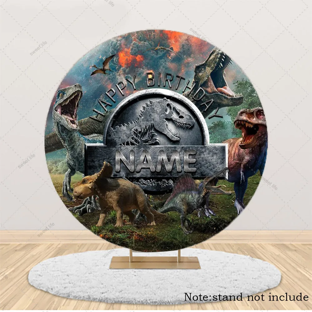 

Настроить имя круглый фон тропические джунгли мир динозавров мальчик вечерние день рождения фон