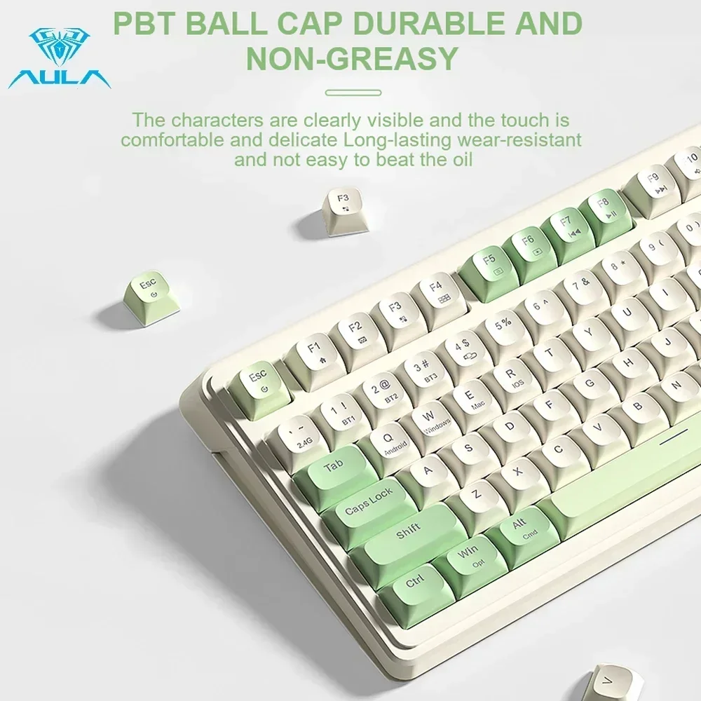 AULA S99 Three Mode 2.4G Bluetooth Wireless Wired Gaming Keyboards 99 Keys RGB Ergonomic Typing Mute Keyboard Office Accessories