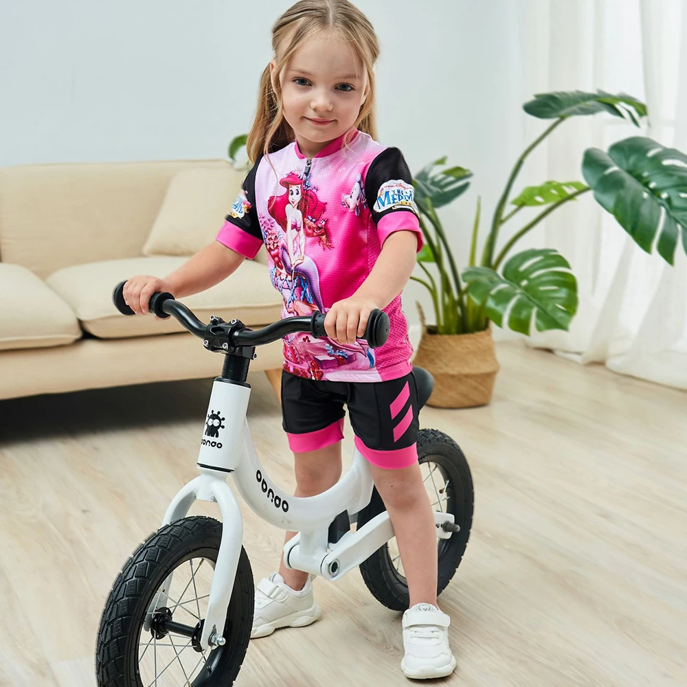 

2022 Summer Cycling Jersey Set For Girls Cartoon Animation Printed Children Bicycle Sportswear Short Sleeve Kid Cycling Clothing