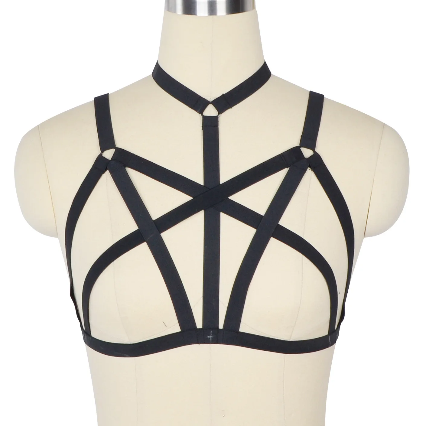 

Pastel Goth Body Harness Punk Pole Dance Elastic Bondage Harness Bra Rave Garter Belt for Women Lingerie Body Cage