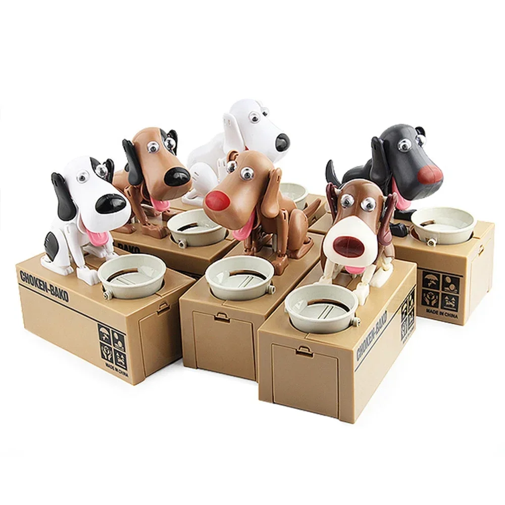 Creative New Cartoon Cute Dog Electronic Robot Piggy Bank Plastic Automatic Coin Storage Box Children's Gift Desk