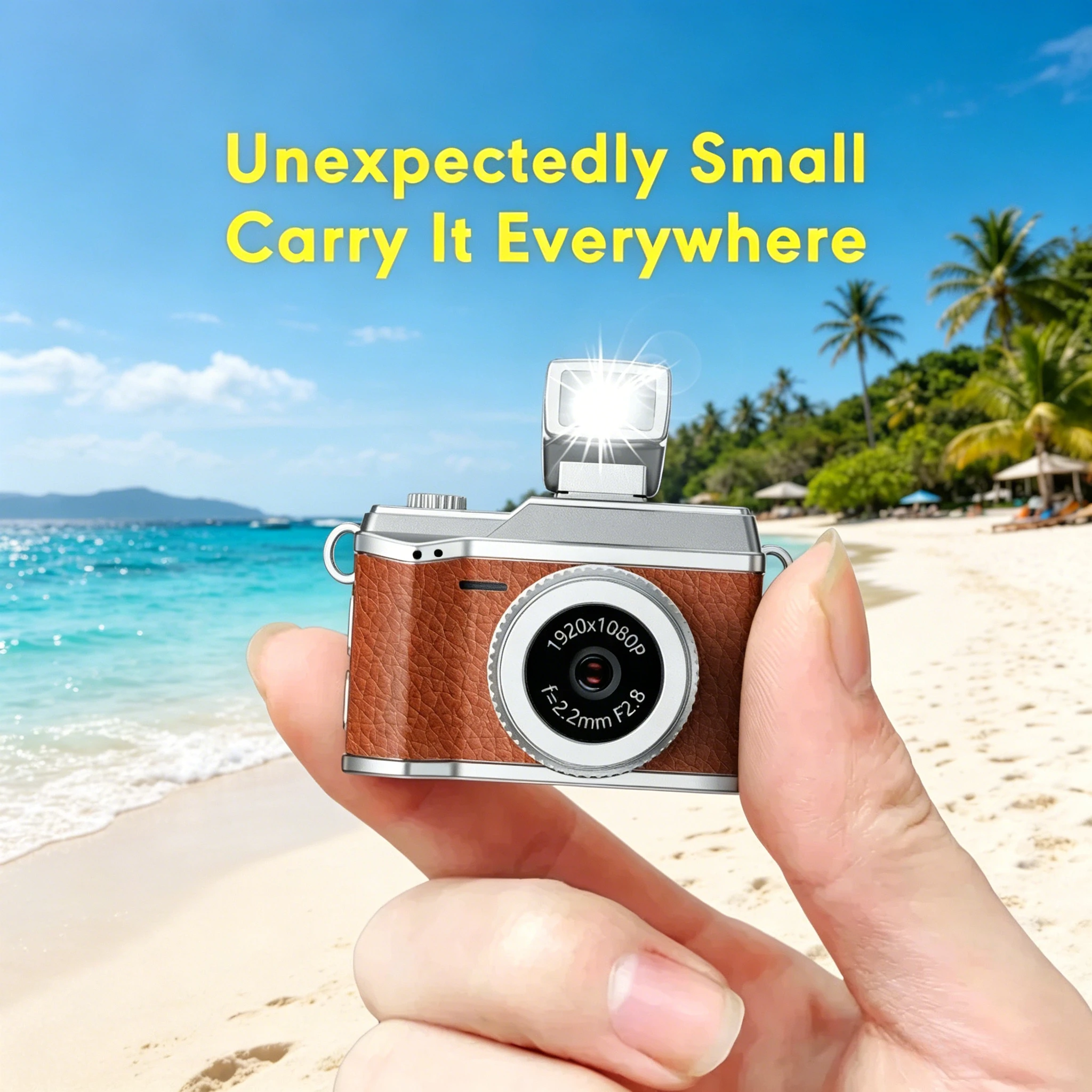 1080P HD Mini Retro Camera 0.96" Screen with Flashlight Portable Keychain Vlog Camera Gift for Women Girls