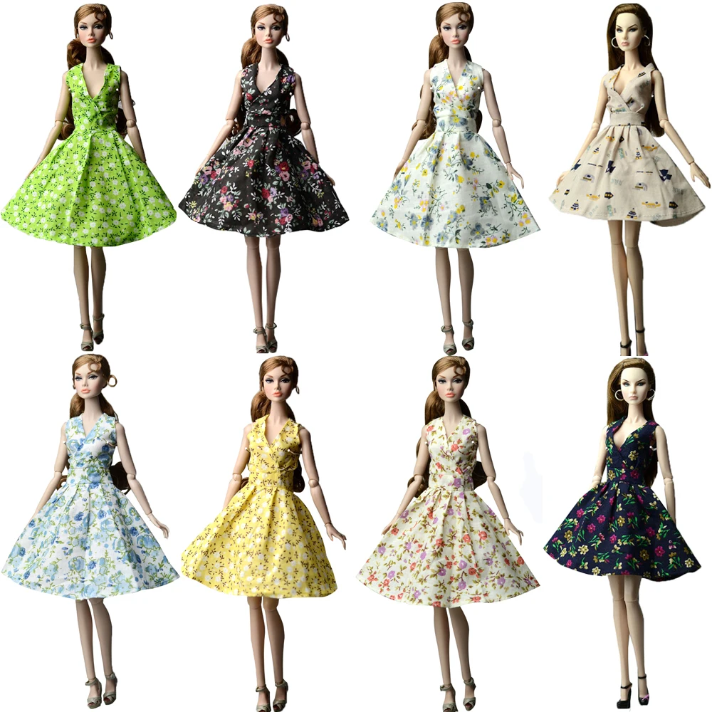 Mix Style  1 Pcs Flower Countryside Floral Dress for Barbie Doll Clothes Dolls Accessories Party Skirt  For 1/6 Doll Outfits  JJ