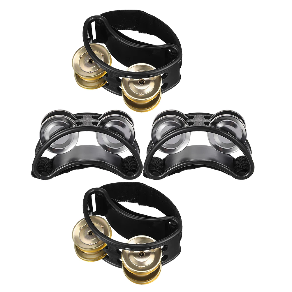 

4 Pcs Double Row Foot Rattle Tambourine for Drumming Percussion Instruments Shaker Music