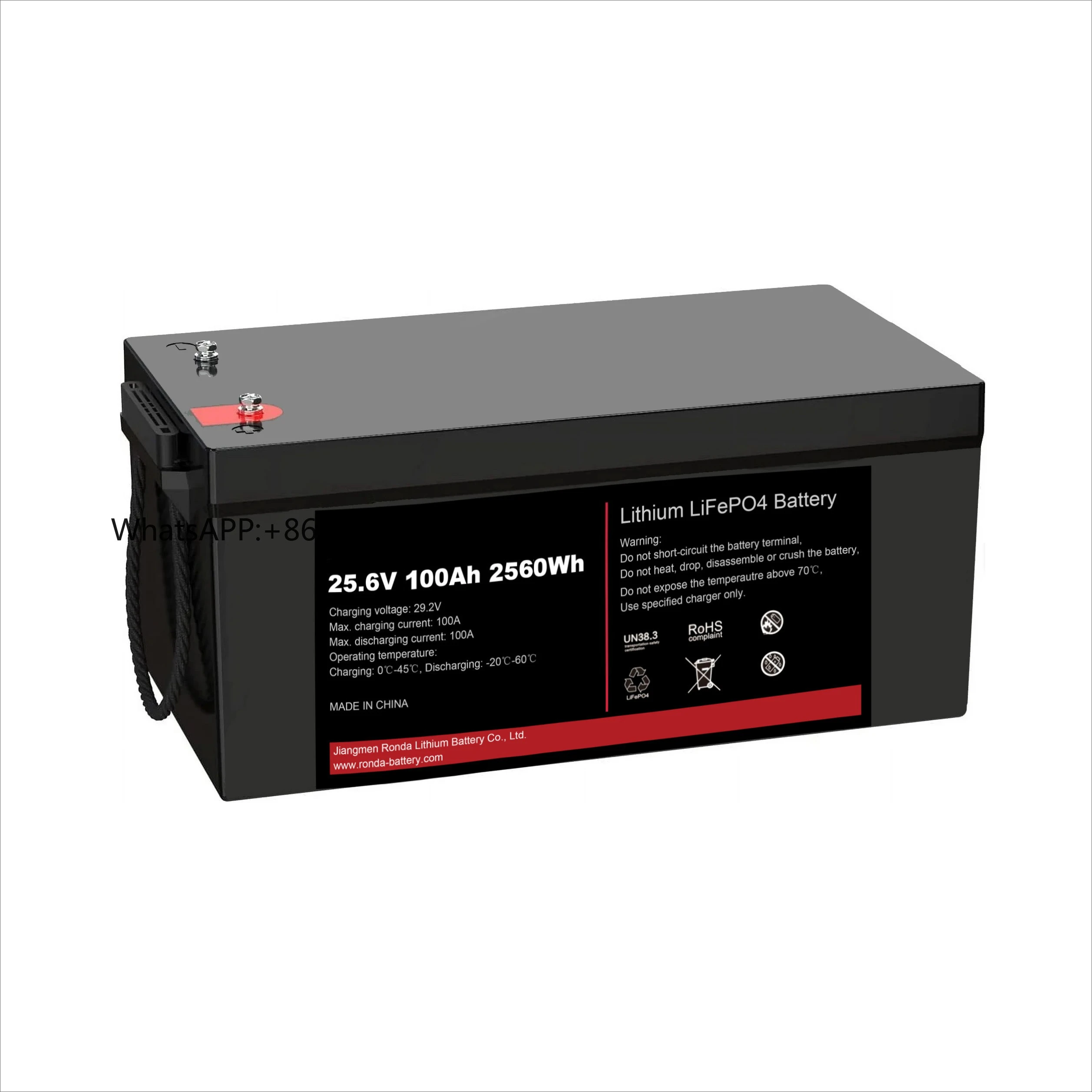 Batería de Litio de Gran Capacidad 24V 25.6V Ronda 100AH 200AH 300AH con BMS LiFePO4 en Caja Prismática, Venta Caliente 2026