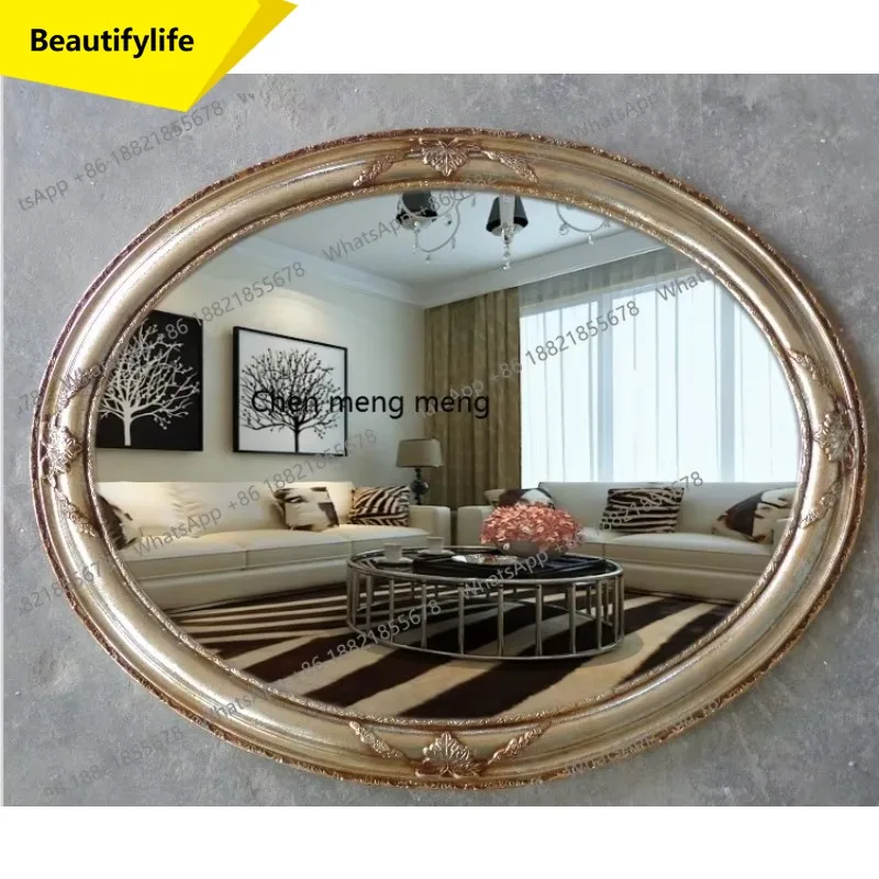 a17 New European minimalist bathroom mirror oval wall hanging porch large mirror bedroom vanity mirror