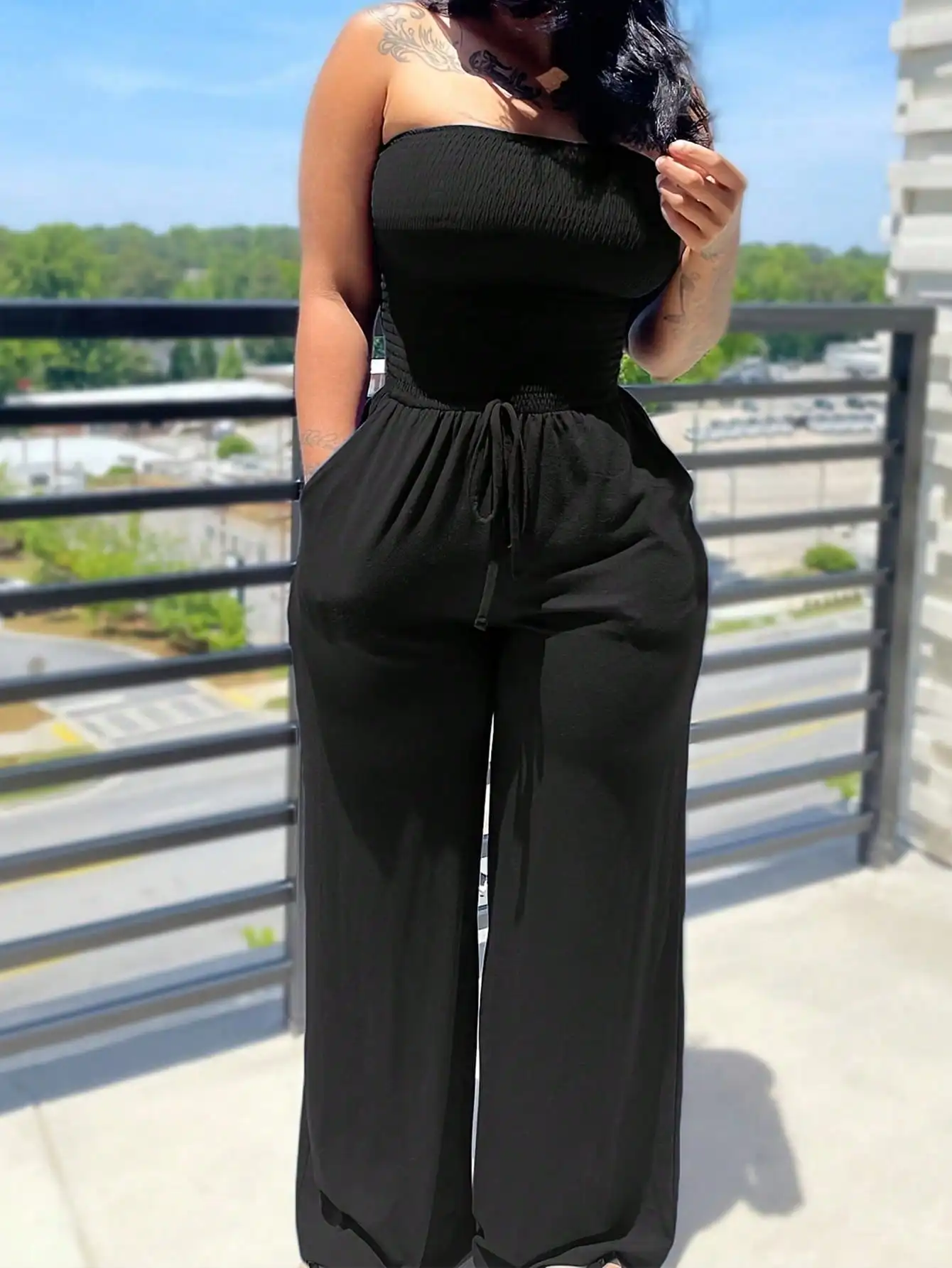 

Lady 2025: женский разноцветный комбинезон без бретелек, облегающий повседневный женский летний комбинезон с эластичной резинкой на талии и широкими штанинами