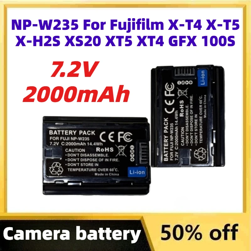 

7.2V 2000mAh NP-W235 Rechargeable Camera Battery for Fujifilm Compatible X-T4 X-T5 X-H2S XS20 XT5 XT4 GFX 100S/50SII XH2S XH2