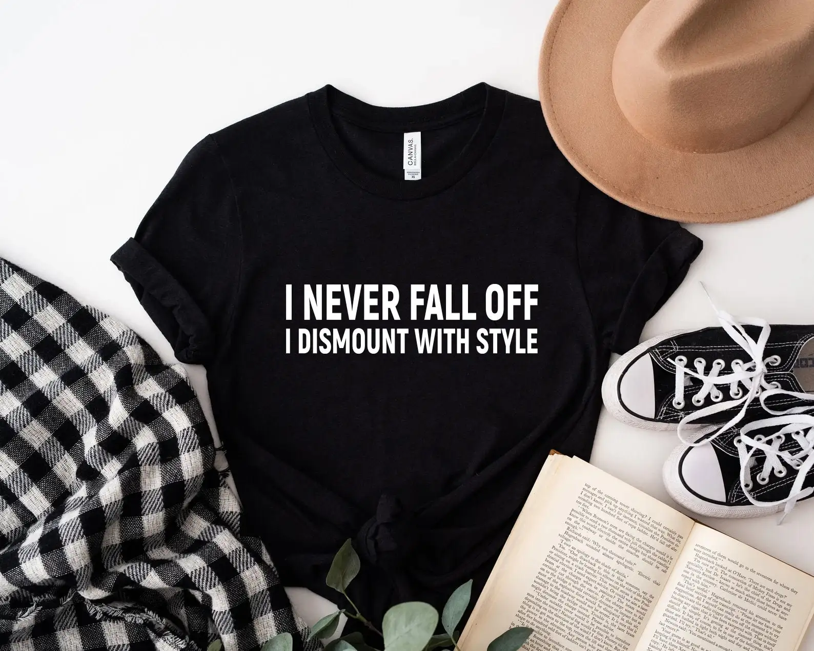 Funny Horse T Shirt I Never Fall Off Dismount With Style Equestrian Lover Riding