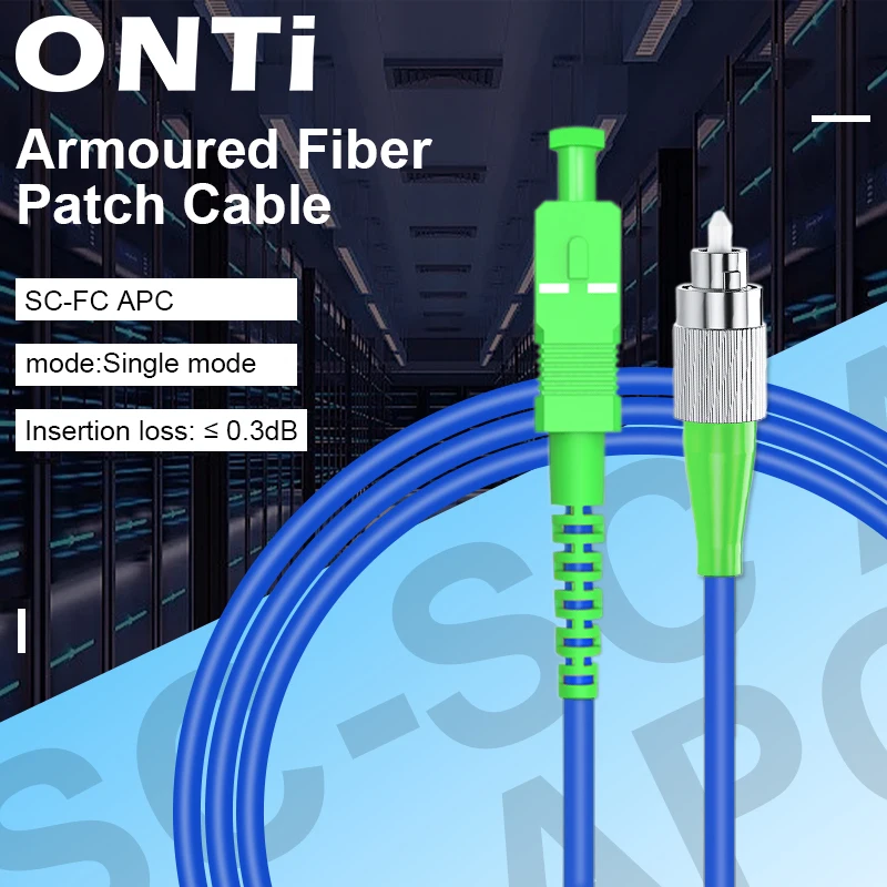 ONTi Outdoor Armoured Fiber Patch Cable SC-FC APC Single Mode Single Core Fiber Optic Cable Cord Available 1-100m SM Jumper FTTH