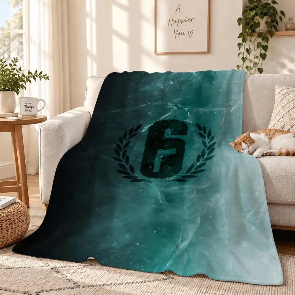 Game R-Rainbow S-Six Mobile Throw 240g Lightweight Flannel Blanket, Soft Skin Throw Blanket for Sofa Bedroom
