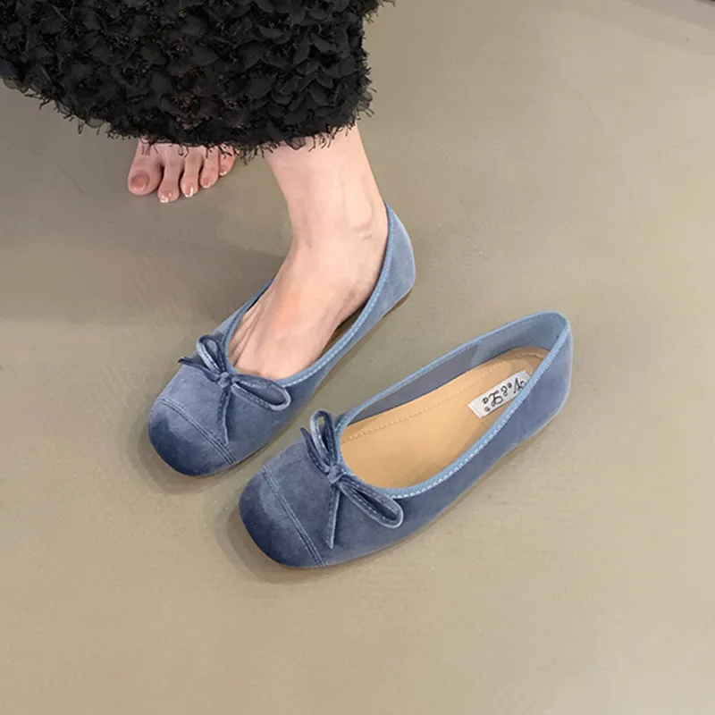 Bailamos Brand New Women Velvet Flats Fashion Shallow Slip On Ballet Shoes Soft Ladies Dress Ballerina Shoes Laofers Mujer