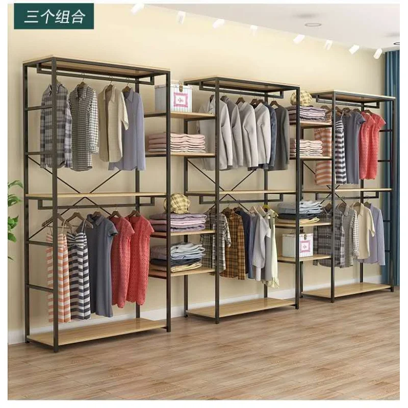 custom，Best Selling Shiny Metal  2 Way Clothing Display Rack Clothing Store Display Stands