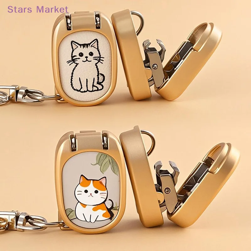 New Foldable Stainless Steel Keychain Exquisite Kitten Nail Clipper Portable Travel Nail Scissors Cutter Rotary Toenail Trimmer