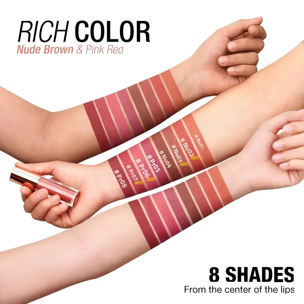 Rossetto opaco in velluto Ultra pigmentato Lucidalabbra impermeabile a lunga durata A prova di sbavature Macchia labbra idratante non appiccicosa