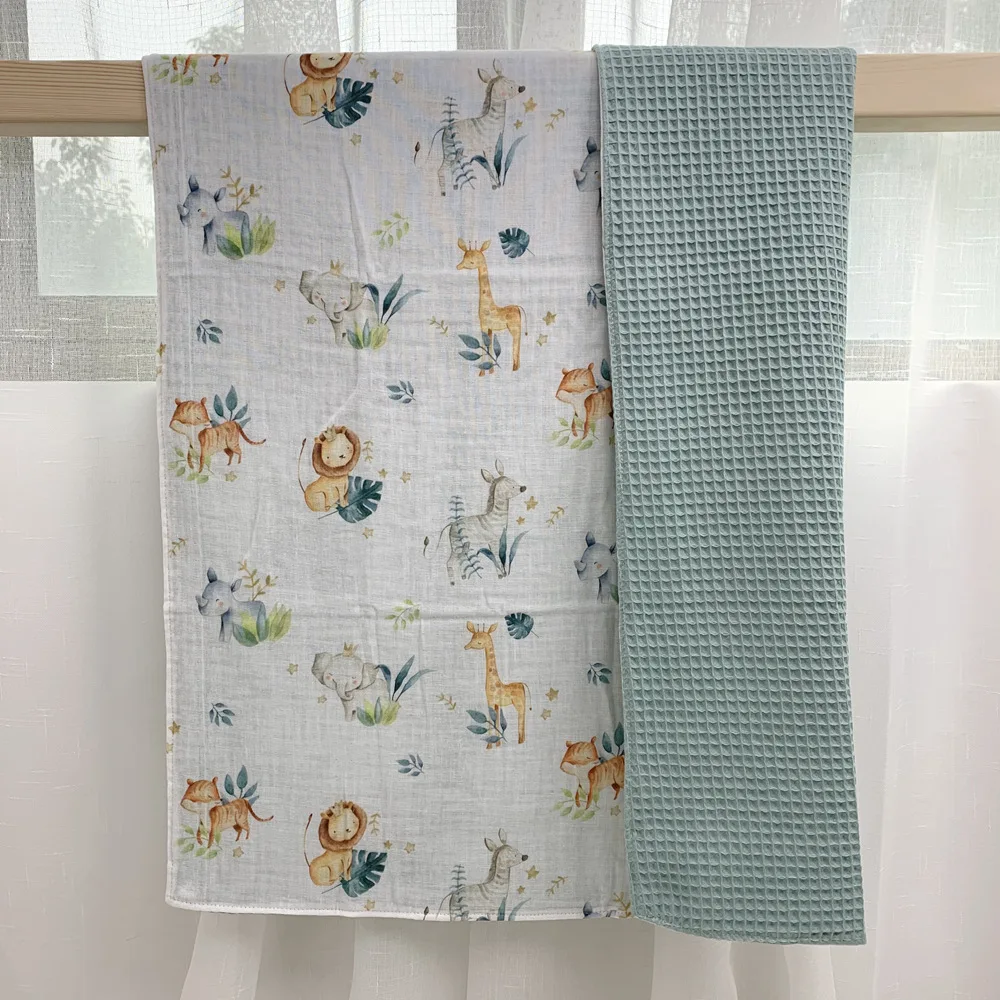 Manta para bebé recién nacido, envoltura de gasa de gofres, ropa de cama infantil de algodón, mantas de muselina con estampado Floral, accesorios para bebés