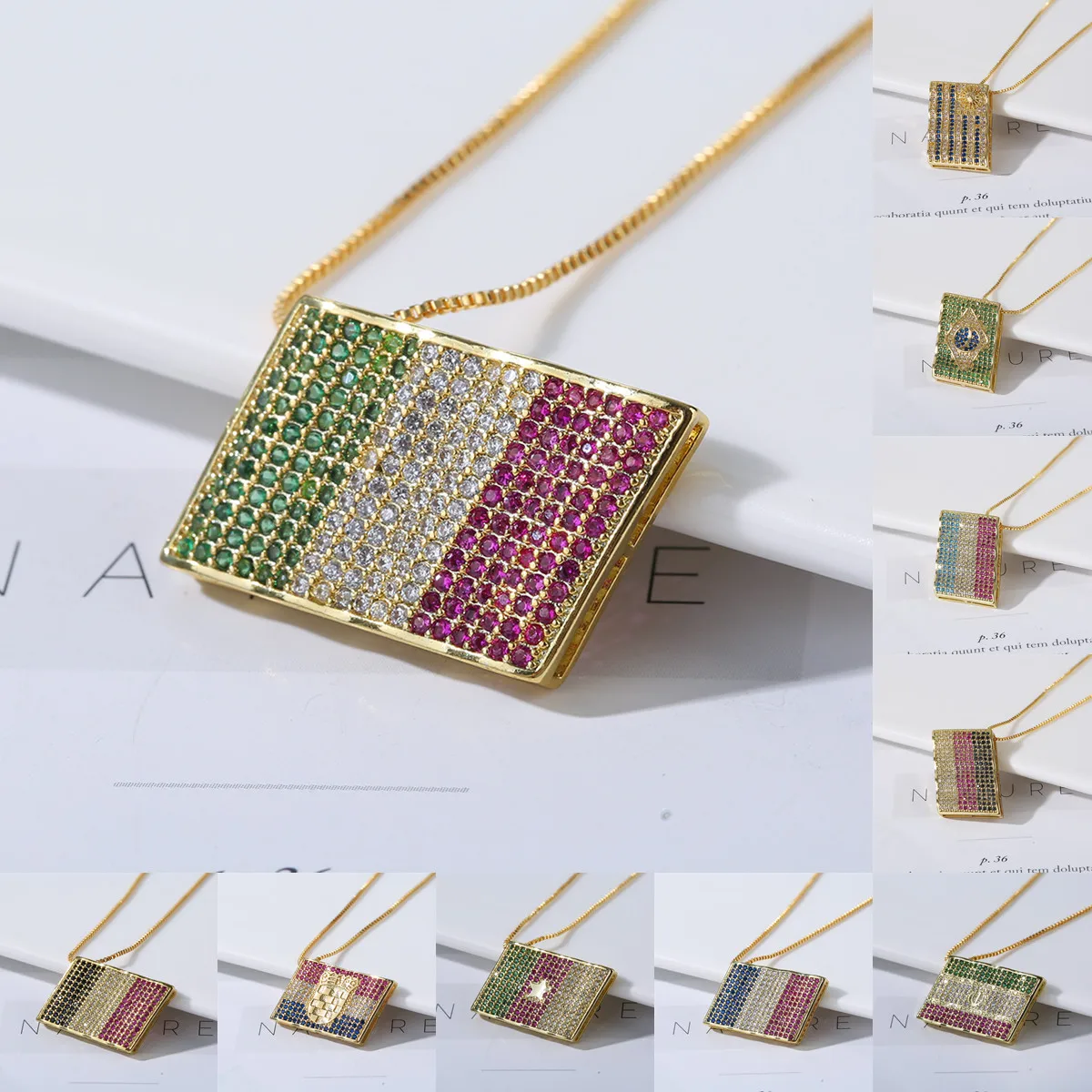 

Milan Style Matching Clothing Pendant Neck Chain Stainless Steel Gold Plated Silver Plated Unisex Italian Flag Necklace