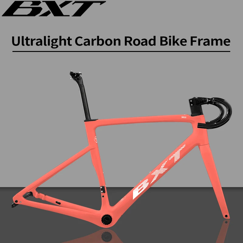 Ultralight Carbon Fiber Road Bike Frame, Frameset with Handlebars, Suitable for T47, T700 +, T800, 2024