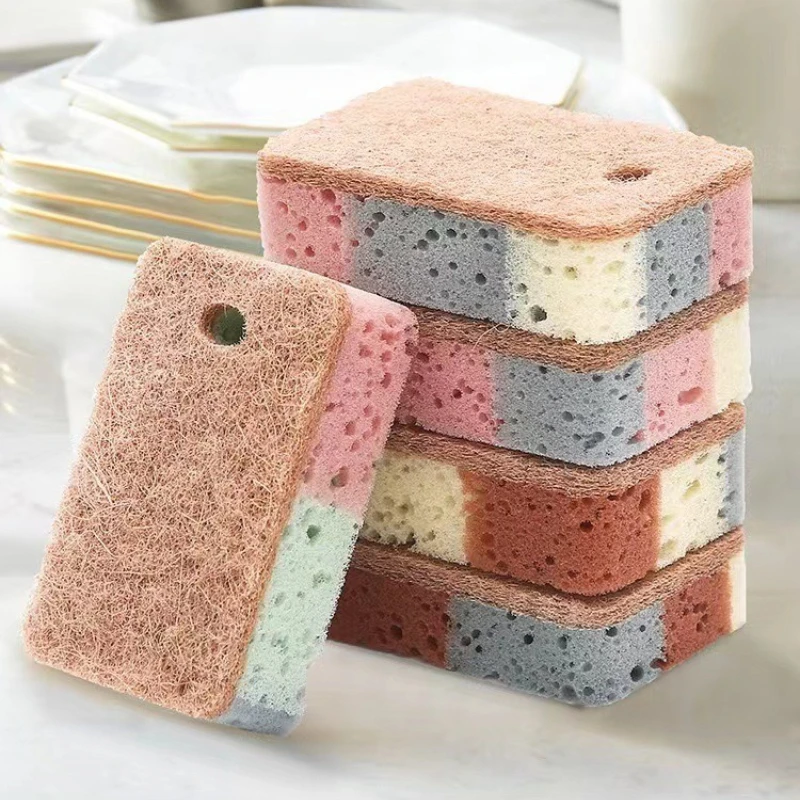 1/5pcs Kitchen Cleaning Sponge Wood Pulp Dish Washing Sponge Scouring Pad Wipe Cleaning Supplies Kitchen Items