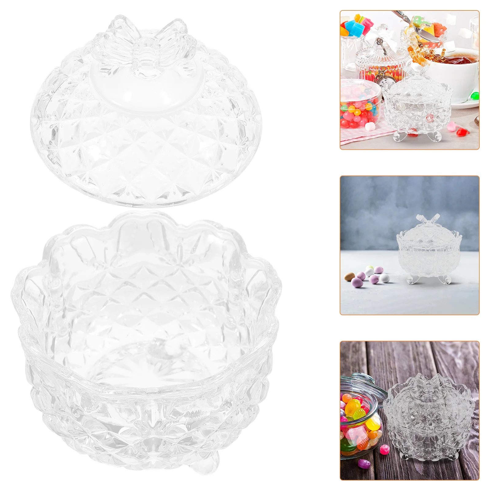 

Glass Candy Jar with Lid Small Transparent Portable Storage Box Candy Holder Nut Snack Container for Office Home