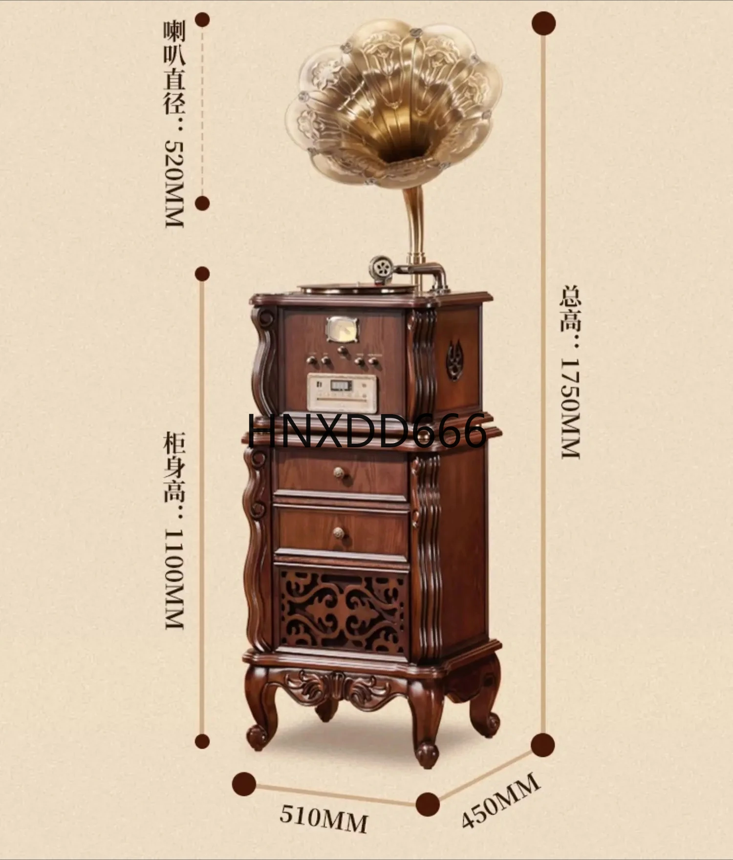 

Phonograph retro living room European American vinyl record player audio solid wood ornament old-fashioned record player