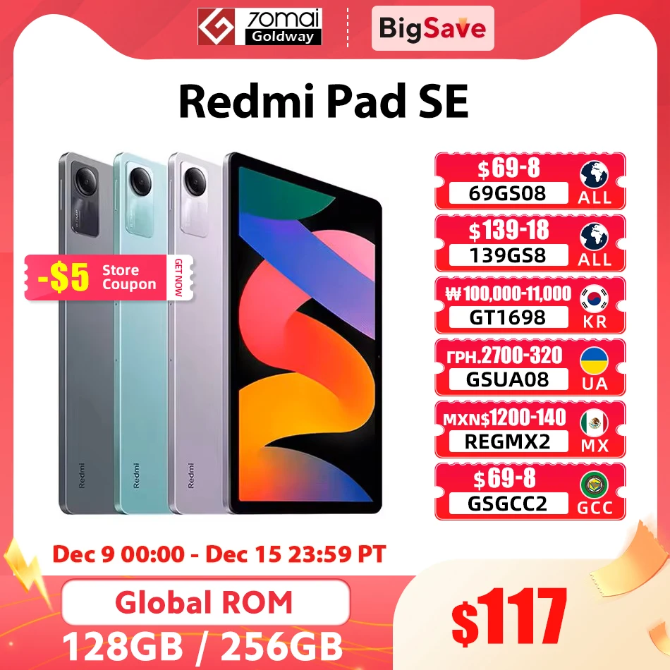 Global ROM Xiaomi Redmi Pad SE Snapdragon 680 CPU 6GB 8GB / 256GB 128GB 11 Inch 90Hz Screen 8MP 8000mAh CN Version MiPad Tablet