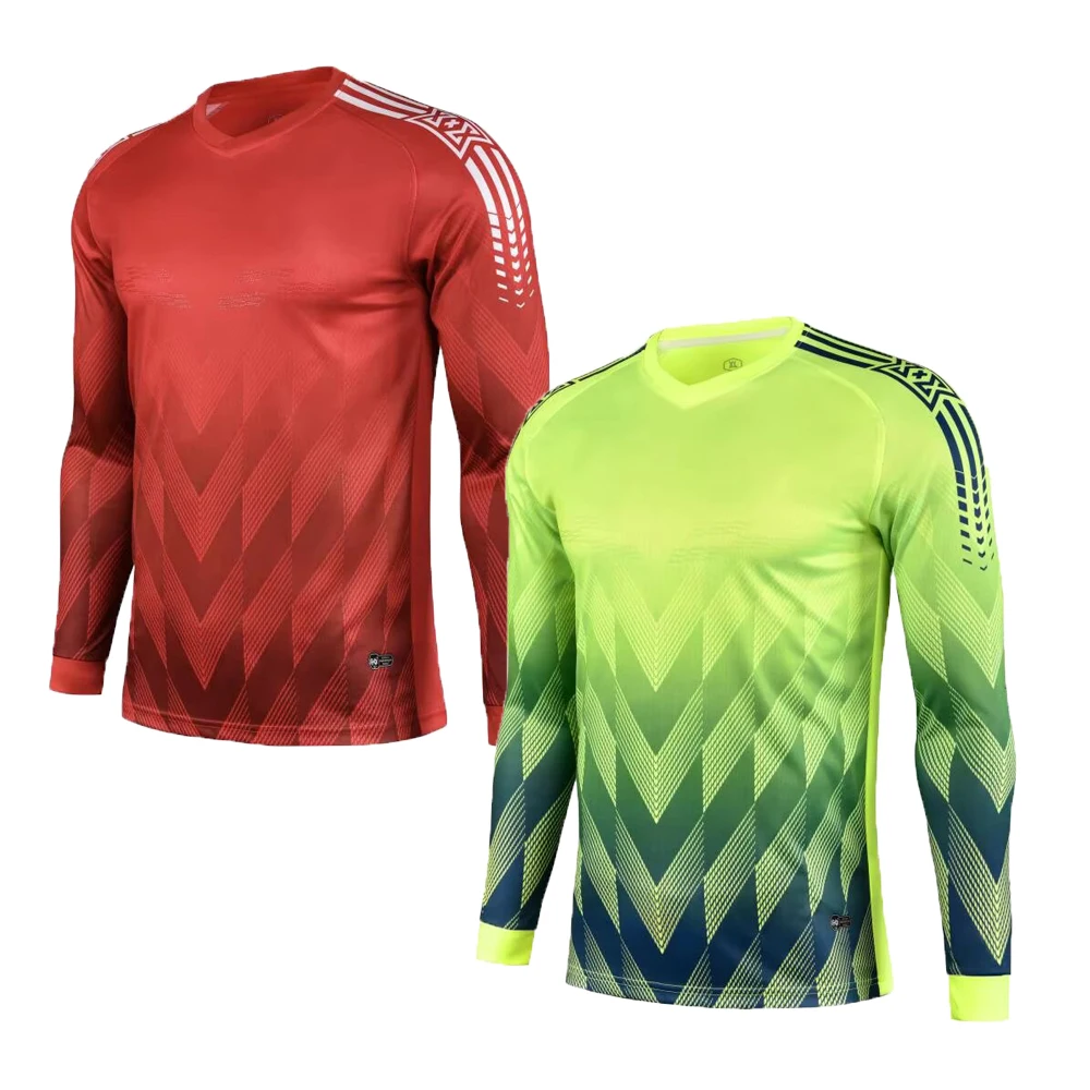 RED Men  Soccer Shirt Goalkeeper Uniform Long Sleeve Football Training Goalkeeper Top Soccer Jersey Pant Soccer Shorts Sets
