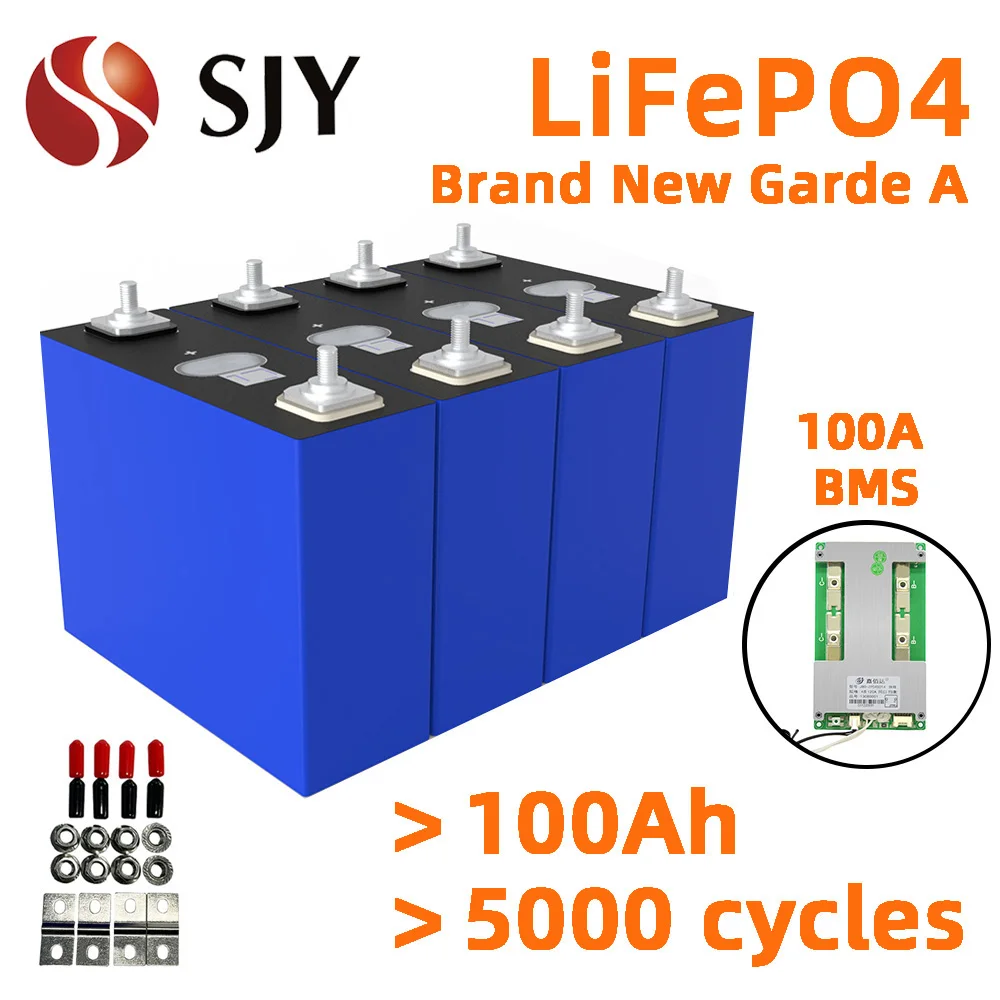 

100% Full Capacity 3.2V LifePO4 Battery 100Ah 105Ah 280Ah Rechargeable Prismatic Cells for Van RV Outdoor Solar System