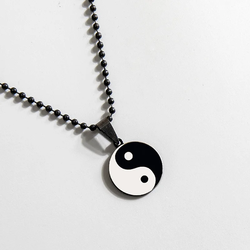 Classic Yin Yang Tai Chi Necklace Round Stainless Steel Necklaces For Men Taoist Jewelry