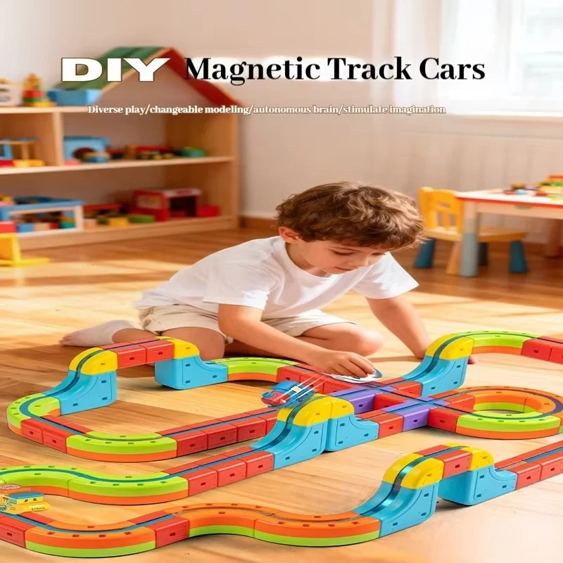 전기 자석 블록 기차 세트 고속철도 차량 모델 놀라운 트랙 큐브 무중력 놀이 차량