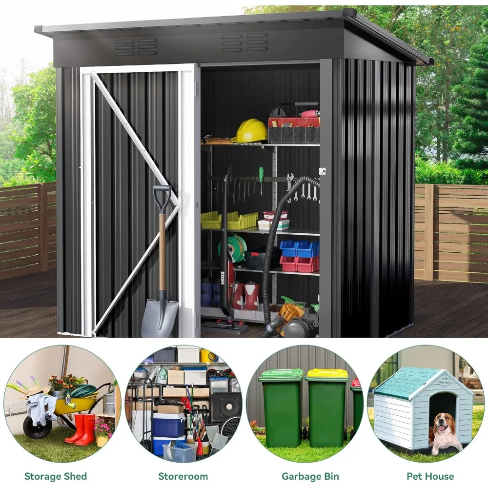 Imagem -03 - Heavy Duty Metal Storage Shed Casa de Armazenamento com Singe Porta com Fechadura Ventilação de ar para Jardim Cortador de Grama