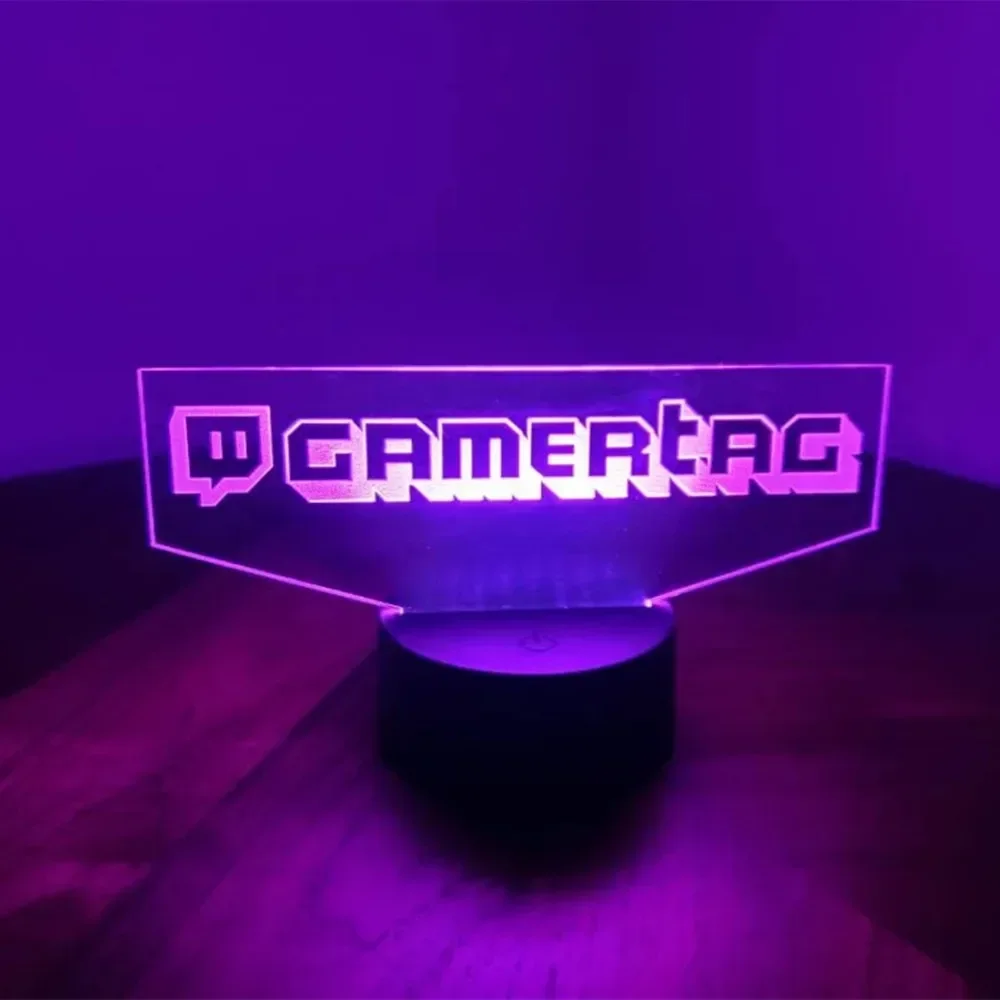 

Personalized Gamer Tag 3D LED Night Light for Twitch Laser Engraving Custom Username Neon Sign Lamp Gaming Room Decor