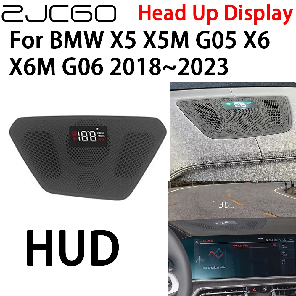 ZJCGO Car HUD Head Up Display Speedometer Projector Alarm Electronic Accessories for BMW X5 X5M G05 X6 X6M G06 2018~2023