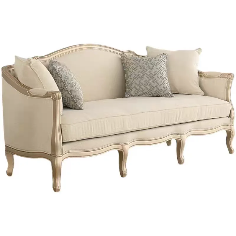 

Новый американский диван из массива дерева, в стиле лёгкой роскоши, для небольшой квартиры, трёхместный, для гостиной, семейного дома, виллы, съёмного жилья, деревенского дома, тканевый.