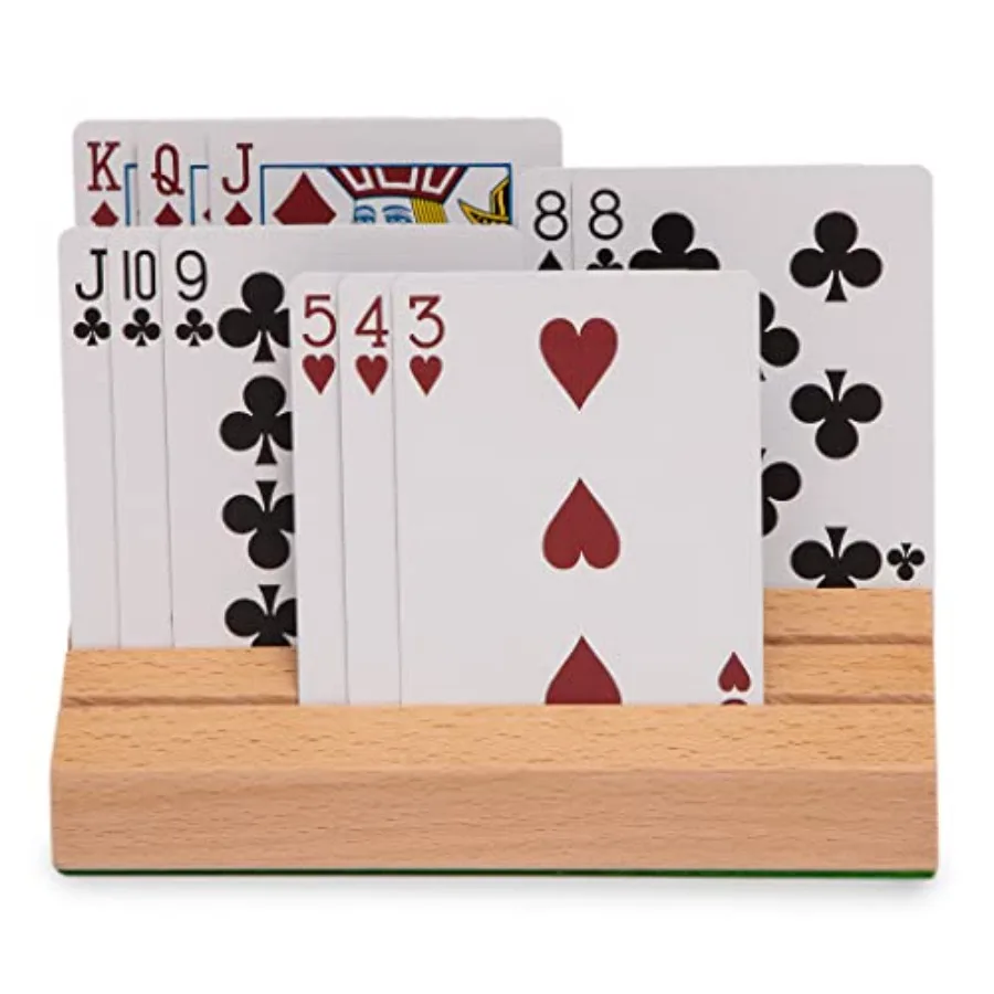 Standard Size Solid Beech Playing Card Holder-2 Piece Set-Card Storage
