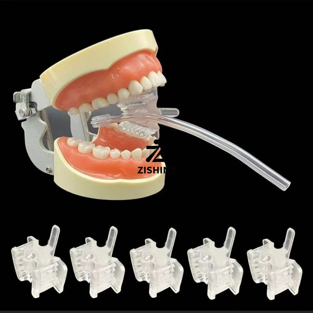 5/10Pcs Dental Silicone Bite Block Mouth Opener with Suction Tube Fixed Slot Intraoral Cheek Retractor Prop S/L Orthodontic Tool