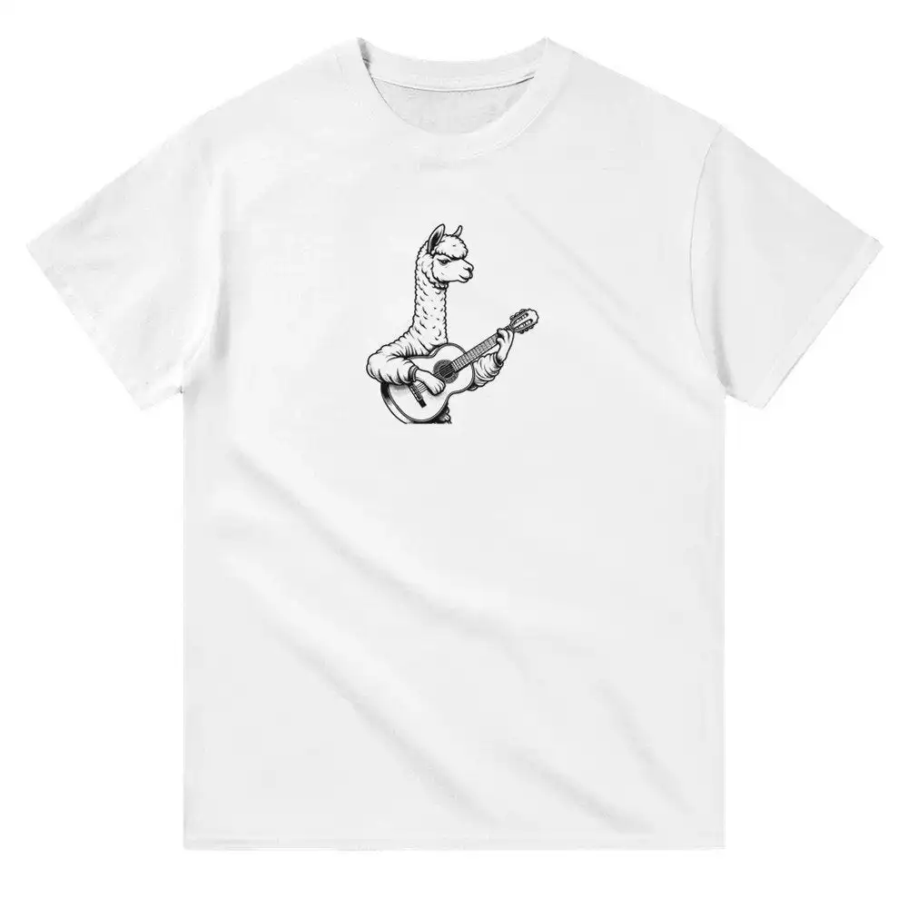 Alpaca Playing Guitar Top Animal Lover T Shirt Funny S For Him Her