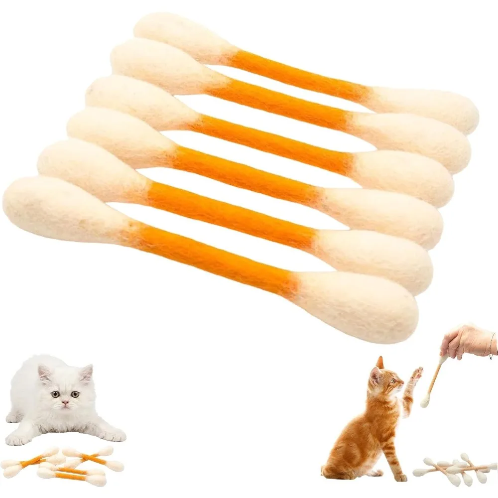 6 Palitos de Algodón Gigantes para Gatos, Juguetes Duraderos para Masticar y Dentición Felina, Interactivos para Gatitos en Interiores