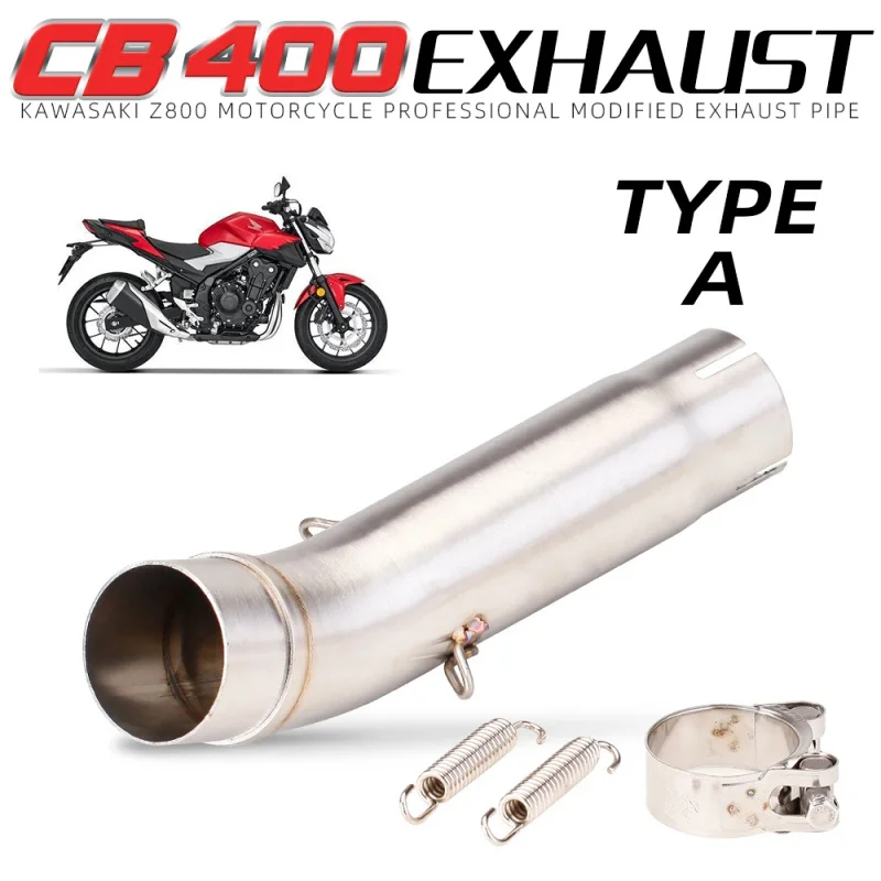 Exhaust Center Pipe With Round Muffler For Honda CB400 2007-2020 Motorcycle New view 3
