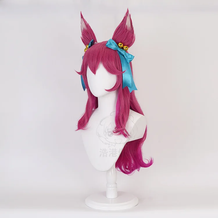 Cosplay Prop In Stock Uwowo League Of Legends Lol Spirit Blossom Ahri Foxx Cosplay Wig With Ears Long Hair Poster Version