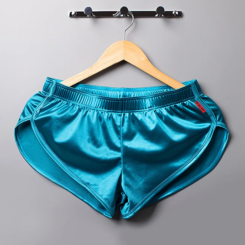 Sexy Ijs Zijde Boxers Voor Mannen Shorts Gladde Satijnen Nachtkleding Ondergoed Slip Homewear Effen Kleur Mannelijk Slipje Onderbroek Pyjama