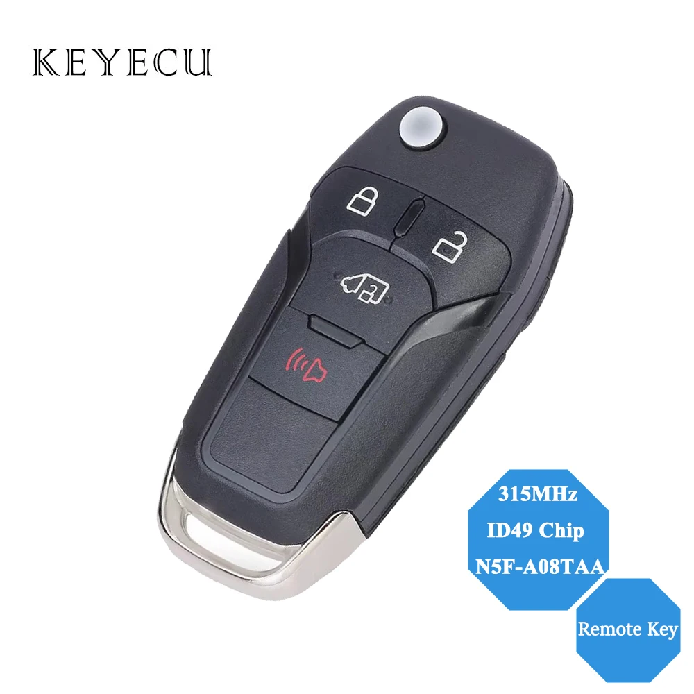 Keyecu For Ford Transit Connect 2019 2020 2021 2022 Flip Remote Car Key Fob 315MHz With ID49 Chip FCC ID: N5F-A08TAA 164-R8236