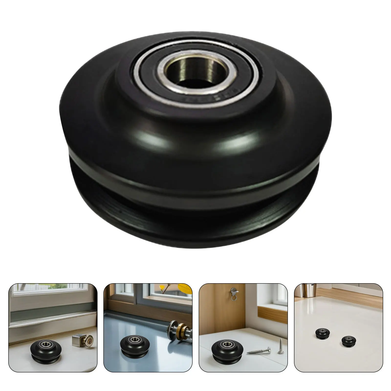 

4Pcs Barn Door Sliding Track Hardware Kit Heavy Duty Steel Rollers with Ball Bearings Smooth Silent Operation for Bedroom