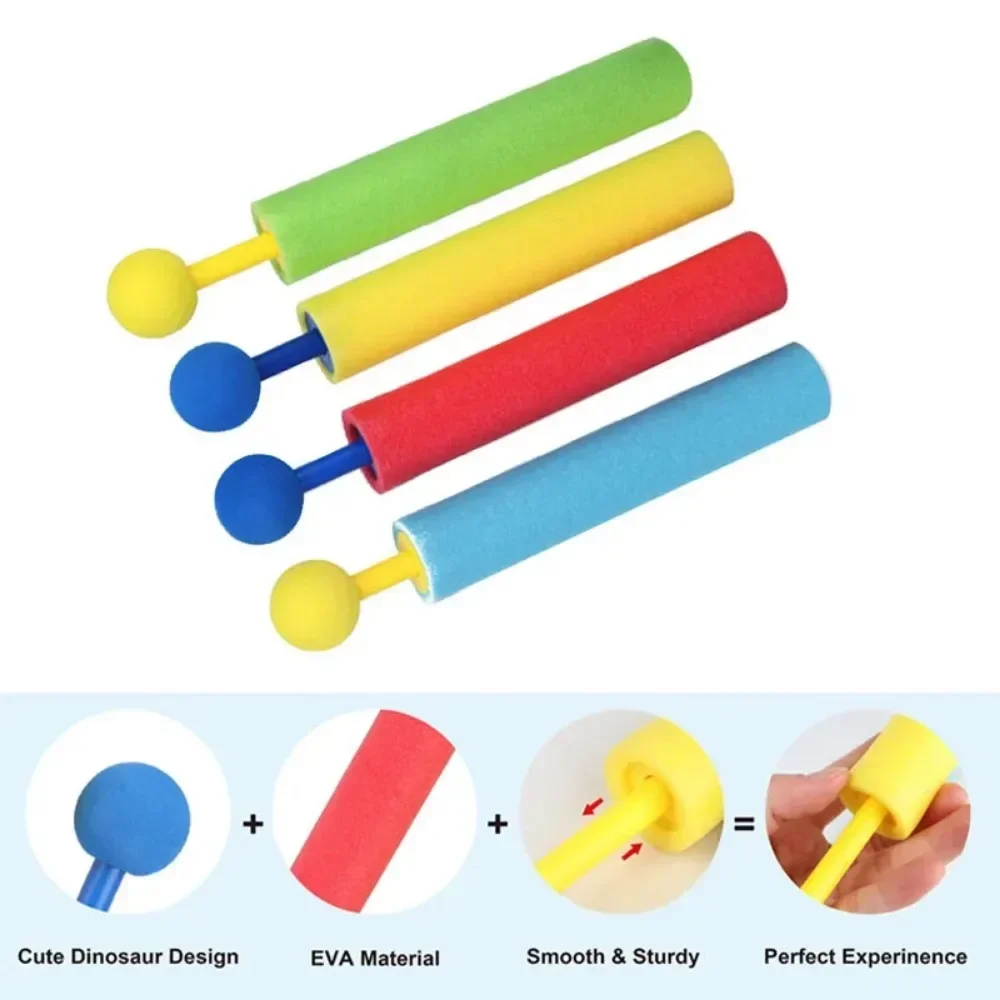 4PCS Foam Water Gun - Mini Pull Round Head Design for Beach/Pool/Outdoor, Summer Squirt Toy W/Random Colors