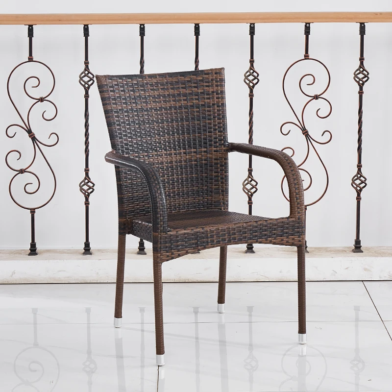 Commercial Grade PE Wicker Armchair Orthopedic Sunproof Thickened Garden Bench All-Weather Terrace Dining Lounge Chair