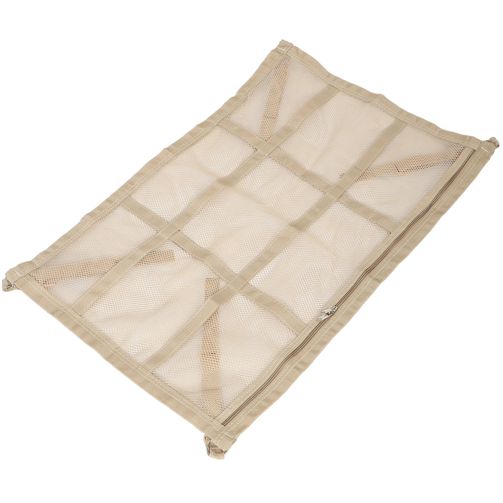 

Car Camping Storage Ceiling Roof Bag Accessories Tent Overhead Cargo Net Beige Polyester Large Size Zipper Mechanism Secure