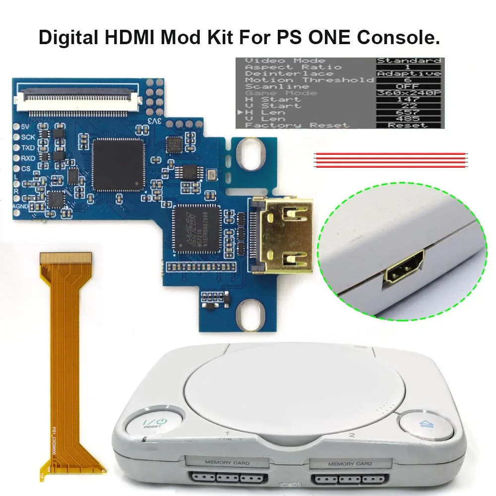 For PS ONE Digital to Digital HDMI Mod Kit For PS ONE Console