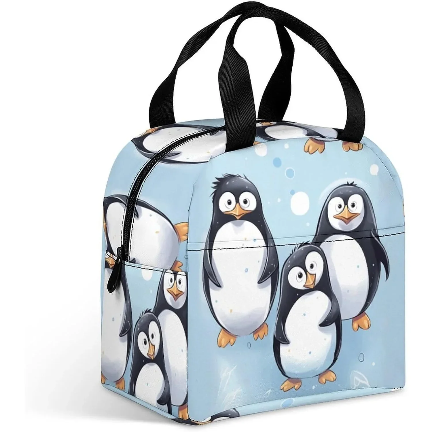 Lunch Box for Women Men, Cute Penguins Printed Insulated Lunch Bag Reusable Lunchbox for Work Picnic Or Travel